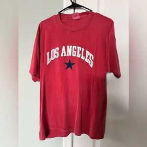Vintage 90s Anvil LA Star Tee Authentic Pigment Dye Single Stitch Made in USA L